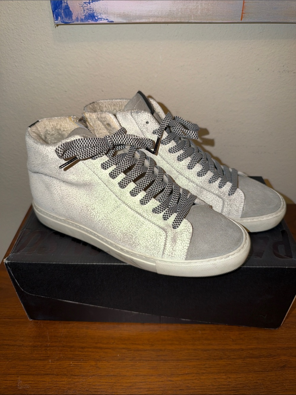 P448 Men's High-Top Casual Sneakers in Light Gray